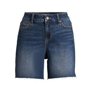 Time and Tru Women's  Plus Mid-Rise 6” Raw Hem Denim Jeans Shorts NWT SIZE 18